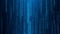 Vertical Streams of Glowing Blue Binary Code Data Flow Royalty Free Stock Photo