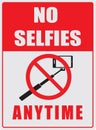 Vertical street sign no selfies
