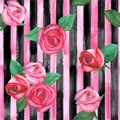 Vertical striped roses pattern Royalty Free Stock Photo