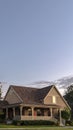 Vertical Suburban homes in American neighbourhood near sunset