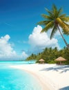 Vertical summer palm beach landscape. Paradise.