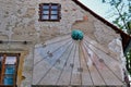 Vertical Sun Dial on Old Building, Zagreb, Croatia Royalty Free Stock Photo