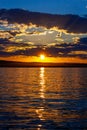 Vertical Sunset Clouds Sun God Rays Wahweap Bay Royalty Free Stock Photo