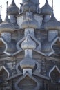 Vertical symmetrical shot of the Preobrazheniya Gospodnya church architecture in Kizhi Russia