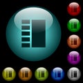 Vertical tabbed layout icons in color illuminated glass buttons