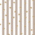 Tan and White Stripes With Gold Polka Dots Seamless Pattern Royalty Free Stock Photo