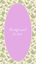 Vertical Template Background for Holidays on floral yellow seamless pattern. Oval pink Backgrounds for text. Felt pen