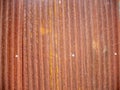 Vertical texture zinc sheet.Brown old Zinc with rust pattern background.wall steel backdrop Close with rust. Rust and dirty Royalty Free Stock Photo