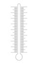 Vertical thermometer scale with glass tube silhouette. Graphic template for weather meteorological measuring temperature