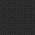 Vertical thin wavy lines vector seamless pattern. Dark geometric.