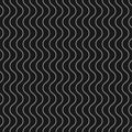 Vertical thin wavy lines vector seamless pattern. Dark geometric.