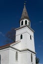 Vertical three quarter view of Village of WarwickÃ¢â¬â¢s historic Old School Baptist Meeting house