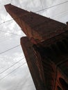 Vertical tilted view of one of the two Towers close to Chiesa di Royalty Free Stock Photo