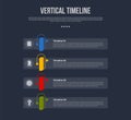 vertical timeline business report infographic with round rectangle box transparent stack with 4 point stage with modern dark style Royalty Free Stock Photo