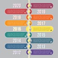 Vertical timeline infographics colorful template 9 positions