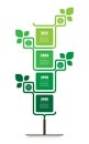 Vertical Timeline or infographics in the form of a tree. Development and growth of the eco business. Time line of scientific