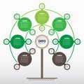 Vertical Timeline infographics with 14 icons. Tree of development and growth of the eco business. Infographic of tendencies and t Royalty Free Stock Photo