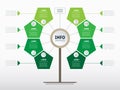 Vertical Timeline infographics. Tree of sustainability development and growth of the eco business. Green Royalty Free Stock Photo