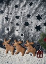 Top view of Santa reindeers made of gingerbread cookie Royalty Free Stock Photo