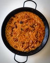 Vertical top view of a traditional Spanish dish called Socarrat Royalty Free Stock Photo