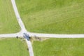 Vertical topview of crossing paths crossway Royalty Free Stock Photo