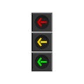 Vertical traffic light with arrows indicating the direction of movement isolated on white background