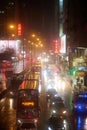 Vertical of traffic on Nathan road at night in Mong Kok, Hong Kong. Royalty Free Stock Photo