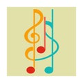 Vertical Treble Clef Pattern with Decorative Music Notes Royalty Free Stock Photo