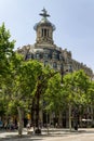 Vertical of the Union and the Fenix in Passeig de Gracia avenue, Barcelona, Catalonia, Spain.