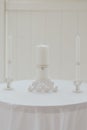 Vertical of unity candle setup for a wedding ceremony Royalty Free Stock Photo