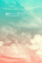 Vertical vector background with realistic pink-blue sky and clouds. Royalty Free Stock Photo