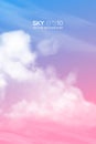 Vertical vector background with realistic pink-blue sky and clouds. Royalty Free Stock Photo