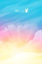 Vertical vector background with realistic pink-blue sky Royalty Free Stock Photo