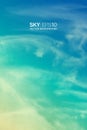 Vertical vector background with realistic turquoise-yellow sky