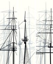 Vertical vector banners of ship's masts and sailyards.