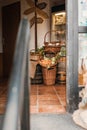 Vertical of vegetable baskets set together in a greengrocer's shop Royalty Free Stock Photo