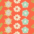 Vertical Vibrant Orange Garden Floral Collection Repeat Pattern Vector Print