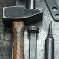 Vertical vie of hammer in an industrial warehouse Royalty Free Stock Photo