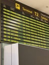 vertical view of an airport flight information panel