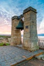 Vertical view of the big bell at sunset, Ancient Chersonese in C