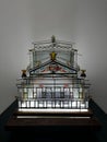 Vertical view of a building glass model on display at the Diploma Exhibition in Bucharest