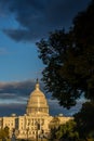 Vertical View of The Capitol Hill in Washington DC at Golden Hour before the Sunset Royalty Free Stock Photo