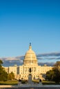 Vertical View of The Capitol Hill in Washington DC at Golden Hour before the Sunset Royalty Free Stock Photo