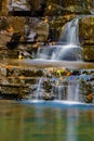 Vertical View of a Cascading Waterfall Royalty Free Stock Photo