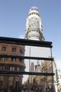 Madrid, Spain, August 25, 2019: street view of Gran Via street from Callao square, Spain