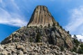 Vertical view of Devils Tower, Wyoming Royalty Free Stock Photo