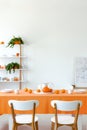 Vertical view of dining room table set for dinner Royalty Free Stock Photo