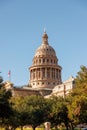 Vertical view of the dome of the Texas State Capitol building under the clear blue sky Royalty Free Stock Photo