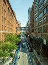 Vertical view of East 15th Street of Chelsea, seen from the High Line. A 1.45-mile-long Royalty Free Stock Photo