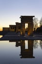 Vertical view of the Egyptian Temple of Debod at sunset. Tourist monuments in Madrid, Spain Royalty Free Stock Photo